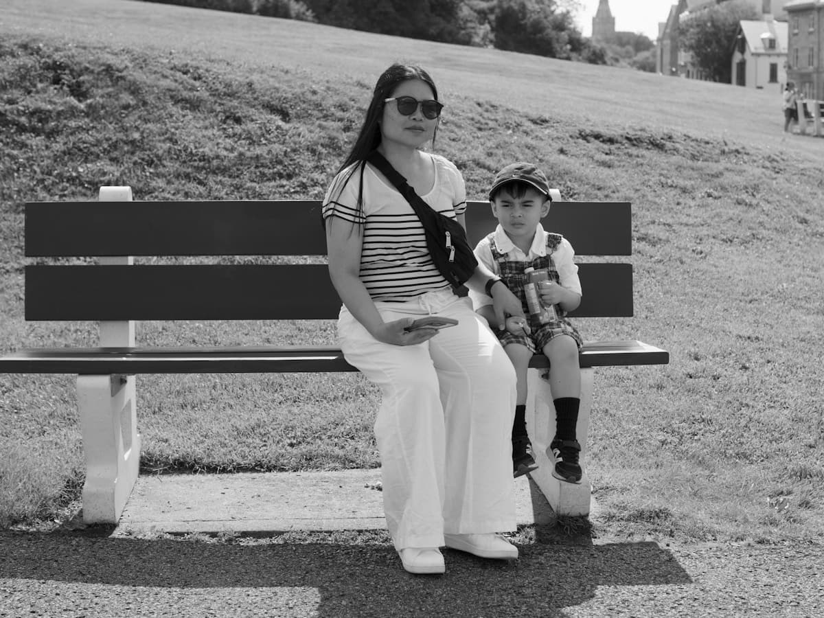 A child and parent enjoying time outdoors