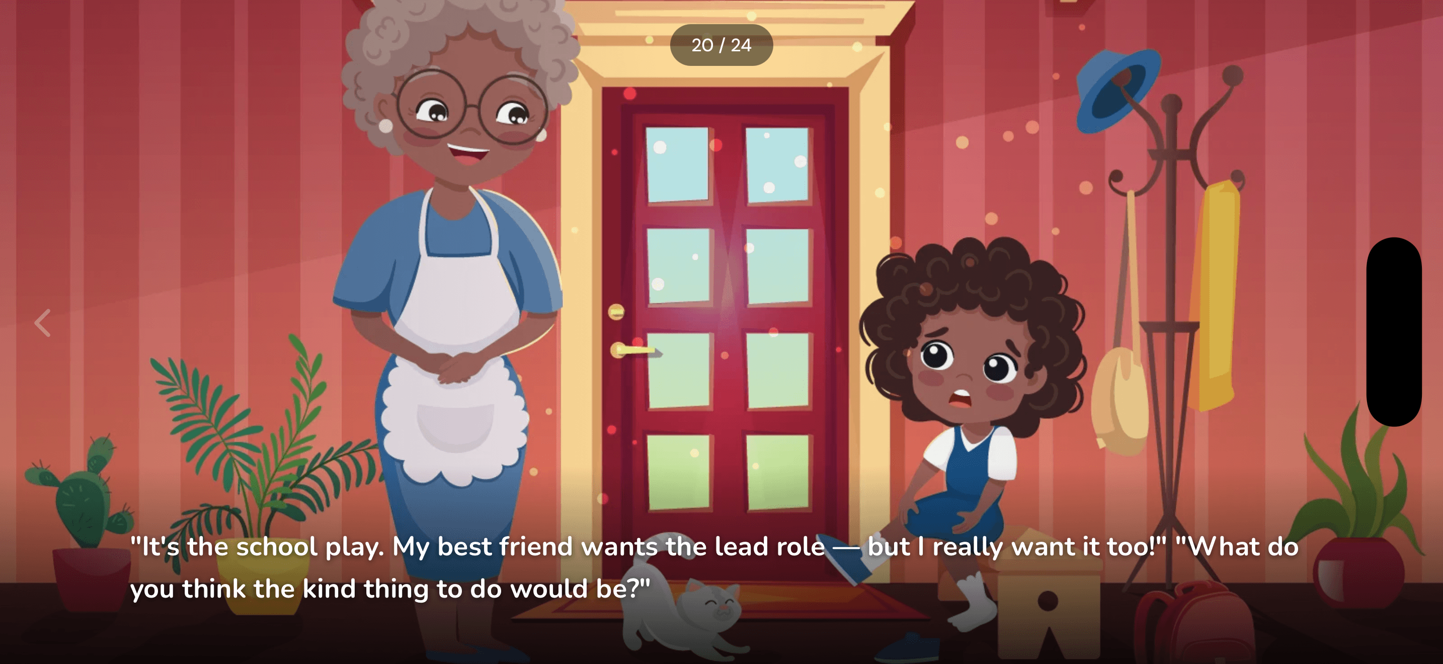 Story illustration — grandma at the door